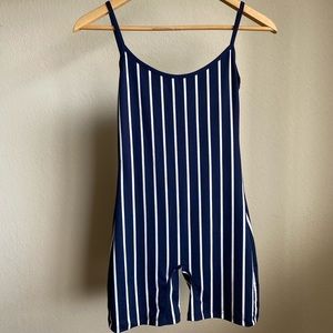 Navy & White Stripe Romper